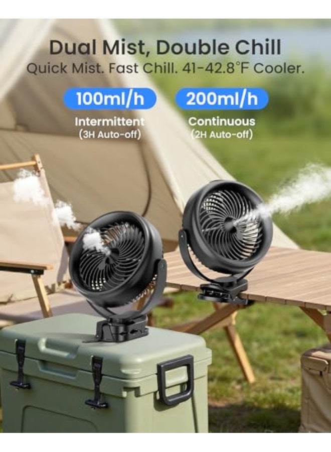 Koonie 10000mAh Battery Operated Misting Fan with Clip, Portable 8'' Mist Fan for Desk with Max. 48 Hours Runtime, 3Speeds, 2 Spray Modes, 200ML Tank for Golf Cart Home Office Travel Camping Stroller - Image 4