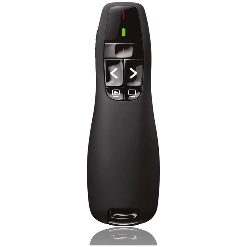 Professional R400 Wireless Presentation Remote - Red Laser Pointer - 15m Range - Battery Status Indicator & Storable USB Receiver - Slideshow Clicker for PowerPoint/Keynote - Windows Compatible - Image 2