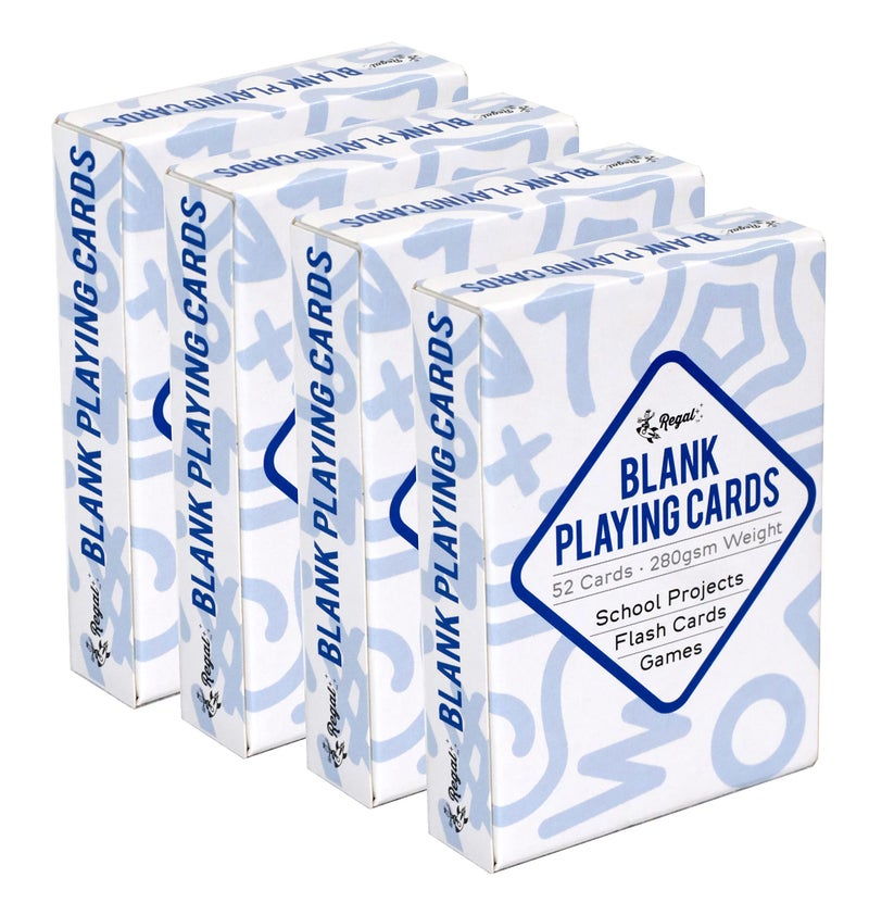 Regal Games 208 Blank Playing Cards to Write On - Custom Blank Deck of Cards - (2.5" x 3.5") Cardstock White Poker Size - 4 Packs x 52 Cards - Image 2