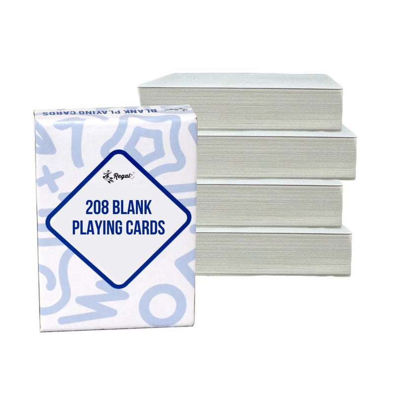 Regal Games 208 Blank Playing Cards to Write On - Custom Blank Deck of Cards - (2.5" x 3.5") Cardstock White Poker Size - 4 Packs x 52 Cards - Image 1