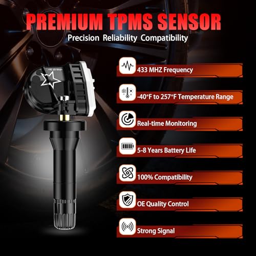Cangecit Pre-Programmed 433Mhz TPMS Sensor Compatible with Chevy Silverado1500/2500/3500(2019-2022), Cruze(2016-2022), Traverse(2016-2022), Cadillac XT5 (2017-2022) OE# 13598773 13528563(4PCS) - Image 4