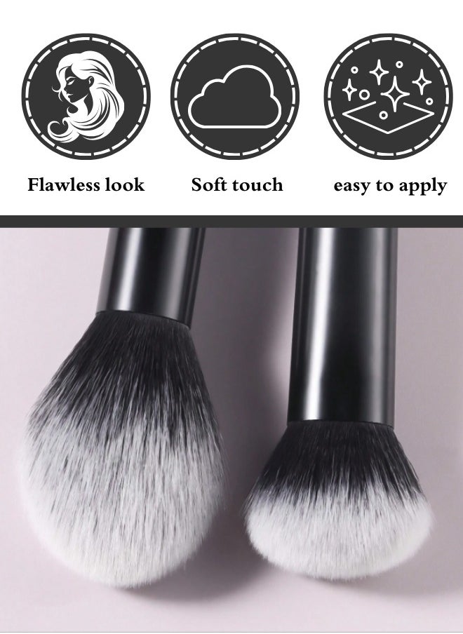 TRENZ 4pcs Makeup Brush Set, Luxury Daily Makeup Brushes for Foundation, Concealer, Powder, Blush, Face, Eyeshadow, Eyeliner Brush Set, Black  - Image 2