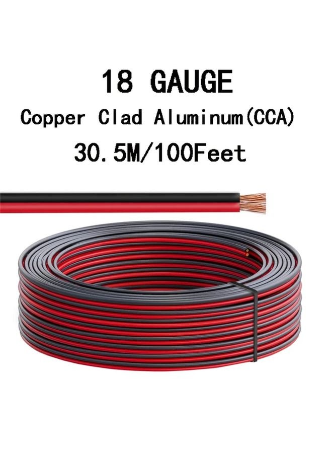 18 AWG 2 Conductor Red Black Copper Clad Aluminum Wire 1200 79 Inch Flexible Speaker Wire - Image 1