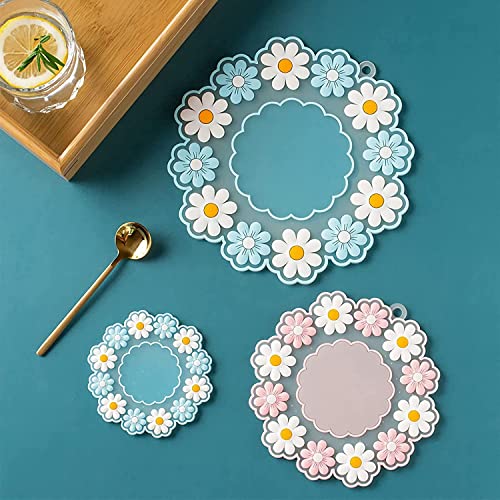Trifecta Silicone Trivet Mats Pot Holders Place Mats Set of 3 Coaster Mat Kitchen Tools is Heat Resistant Beautiful Flowers Non-Slip Durable Flexible (Pink (Small+Mid+Large)) - Image 4