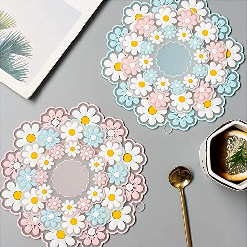 Trifecta Silicone Trivet Mats Pot Holders Place Mats Set of 3 Coaster Mat Kitchen Tools is Heat Resistant Beautiful Flowers Non-Slip Durable Flexible (Pink (Small+Mid+Large)) - Image 3