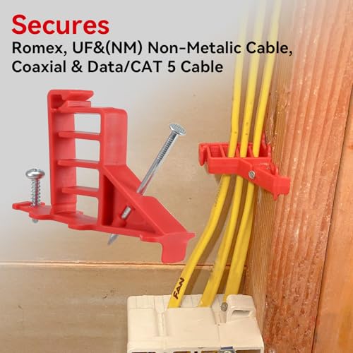 Atader Multi Cable Staples for Romex Clips, Plastic Electrical Wire Stackers, Secures Romex, UF & (NM) Non-Metalic, Coaxial & Data/CAT 5 Cable, 25Pcs, Fast and Easy to Install - Image 2