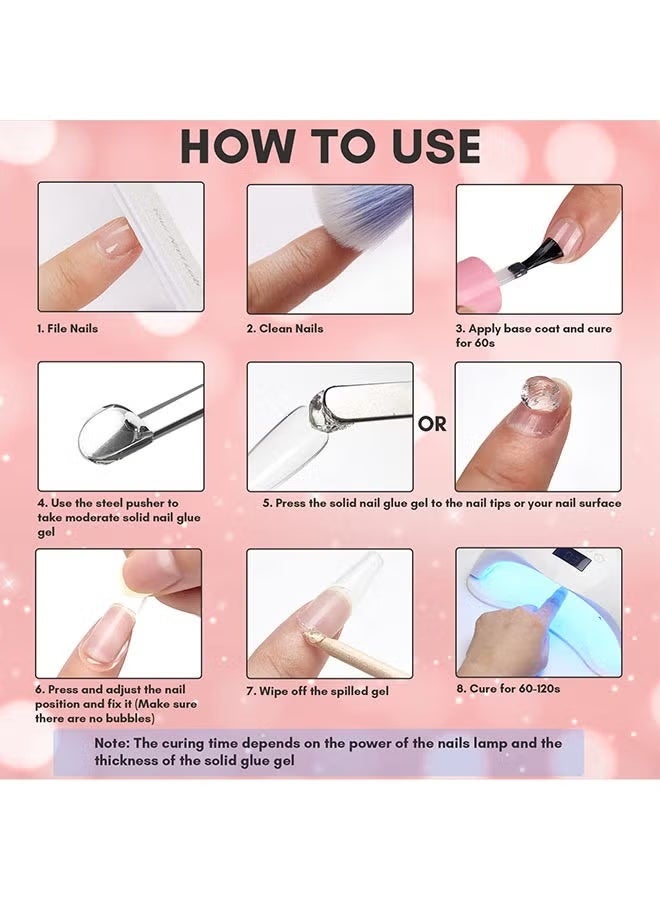 Solid Nail Glue Gel for Press On Nails, Acrylic Fake Nails 3D PVC Candy Soft Polish, for Nail Strengthening DIY Nail Art Home Salon Use - Image 4
