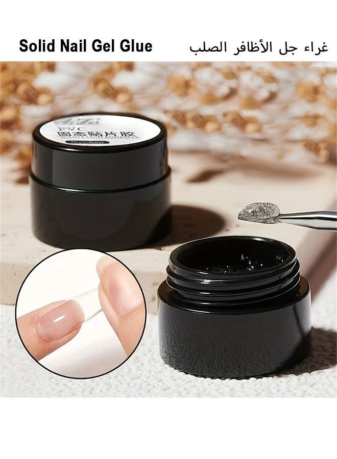 Solid Nail Glue Gel for Press On Nails, Acrylic Fake Nails 3D PVC Candy Soft Polish, for Nail Strengthening DIY Nail Art Home Salon Use - Image 1