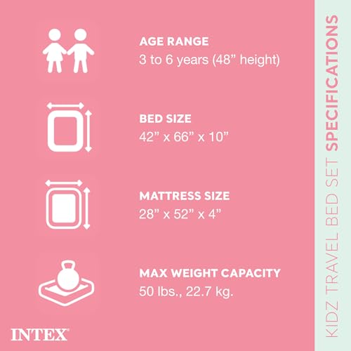 Intex Kids Travel Air Mattress Inflatable Bed Set with Raised Sides Hand Pump and Carrying Bag for Camping Trips and Sleepovers 2 Pack - Image 3