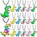 CiciBear 15 Pack Dinosaur Sequin Necklace Party Favors with Mardi Gras Beads for Dinosaur Themed Party Favors Home Decorations Festivals Wedding Birthday Celebrations 5 Colors - Image 2