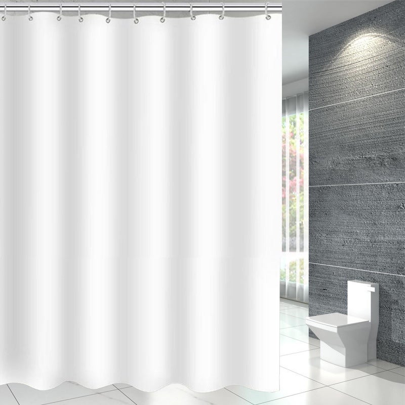 general Gray Polyester Shower Curtain Waterproof Thickened Bathroom Fabric with Hooks - Image 1
