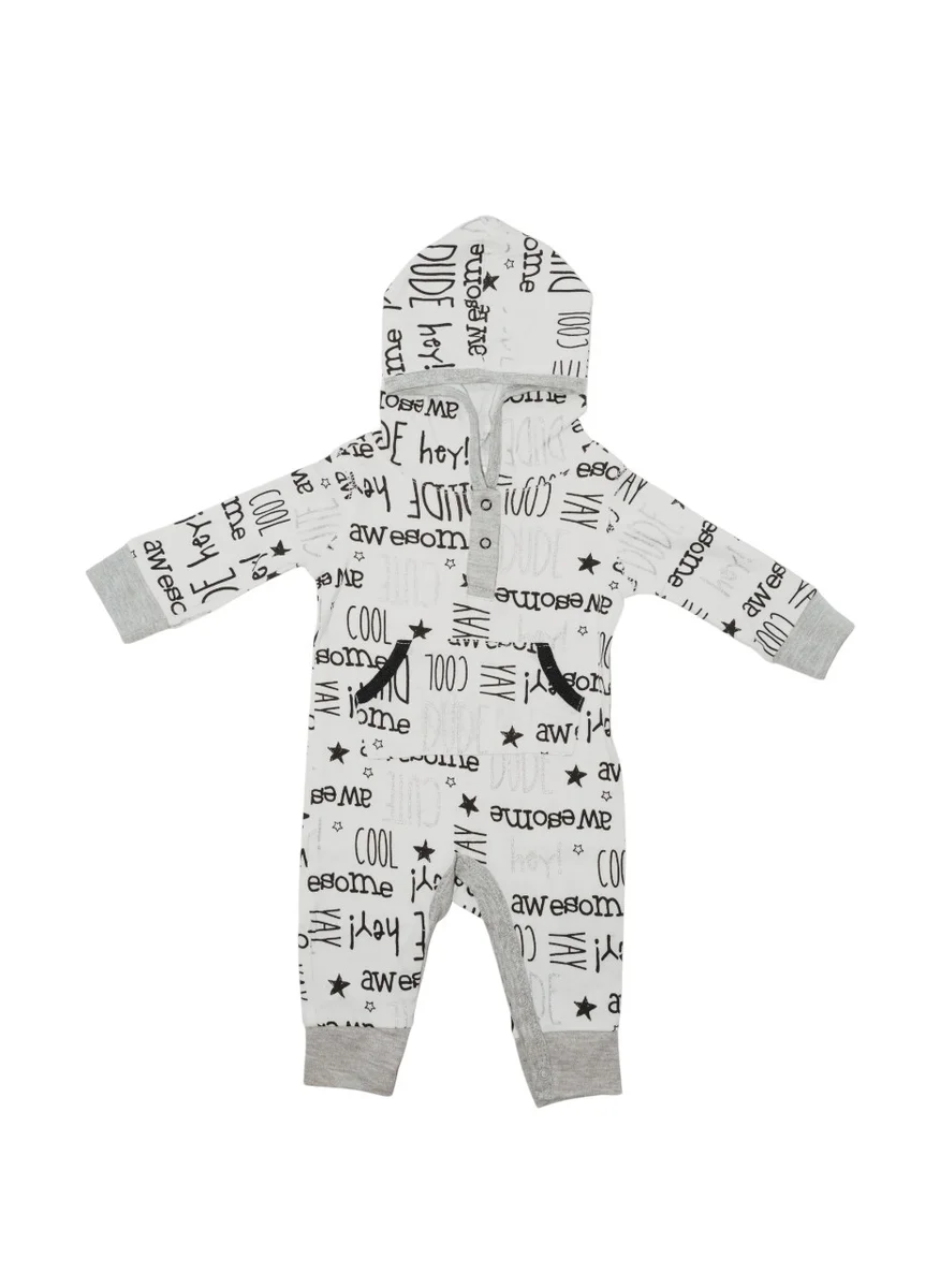 Bambimici Bambimici Letters Print Body Suit with Hoodie - White