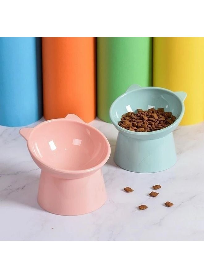 Pink Raised Double Cat Bowls 45 Degree Tilted Neck Protective Anti Overturning Pet Food and Water Dishes - Image 2