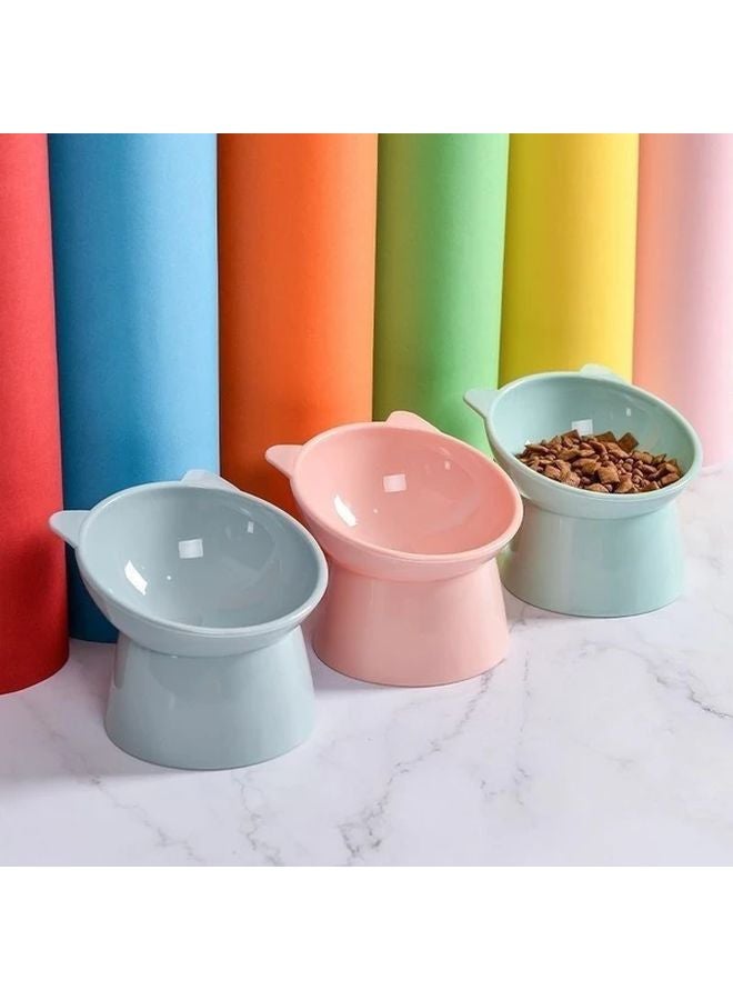 Pink Raised Double Cat Bowls 45 Degree Tilted Neck Protective Anti Overturning Pet Food and Water Dishes - Image 1