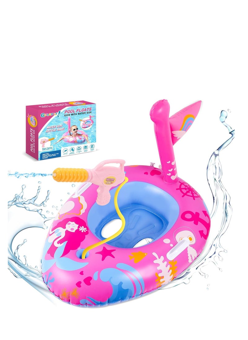 GoTravel2 Pool Floats Kids with Water Gun, Mermaid Pool Floats Kids, Pool Toys for Kid s Aged 3-8 Years, Toddlers Pool Floats for Girls, Inflatable Pool Floats Kids for Swimming Pool Party Lake Beach  - Image 1