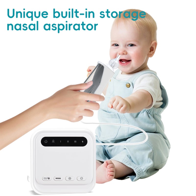 Electric Baby Nasal Aspirator Baby Nose Sucker for Infants Rechargeable Baby Nose Cleaner 3 Suction Levels Low Noise Anti-backflow USB Powered with 3pcs Silicone Nozzles Clean Brush - Image 3