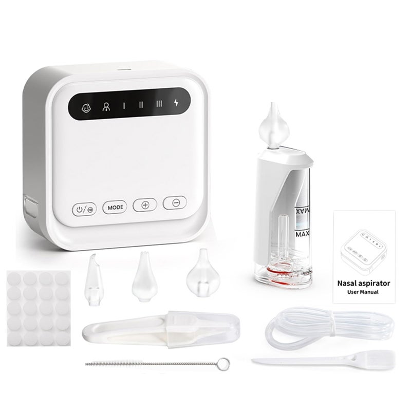 Electric Baby Nasal Aspirator Baby Nose Sucker for Infants Rechargeable Baby Nose Cleaner 3 Suction Levels Low Noise Anti-backflow USB Powered with 3pcs Silicone Nozzles Clean Brush - Image 1