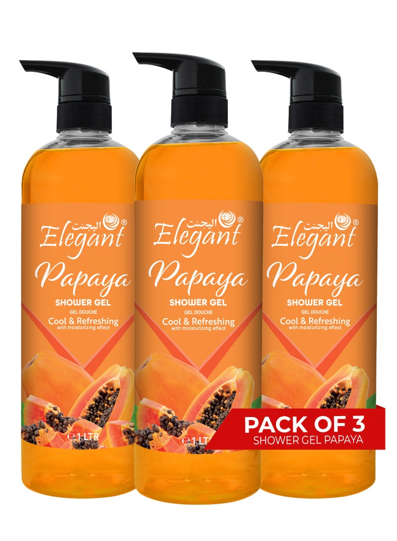 Elegant 3-Pieces Papaya Shower Gel 1 Liter - Image 1