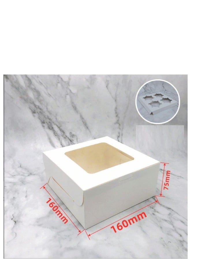 White 12-Piece 4-Cavities Kraft Paper Cupcake Box With Transparent Mini Window  - Image 1