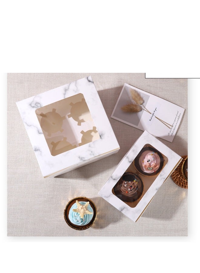 White 12-Piece 4-Cavities Kraft Paper Cupcake Box With Transparent Mini Window  - Image 3