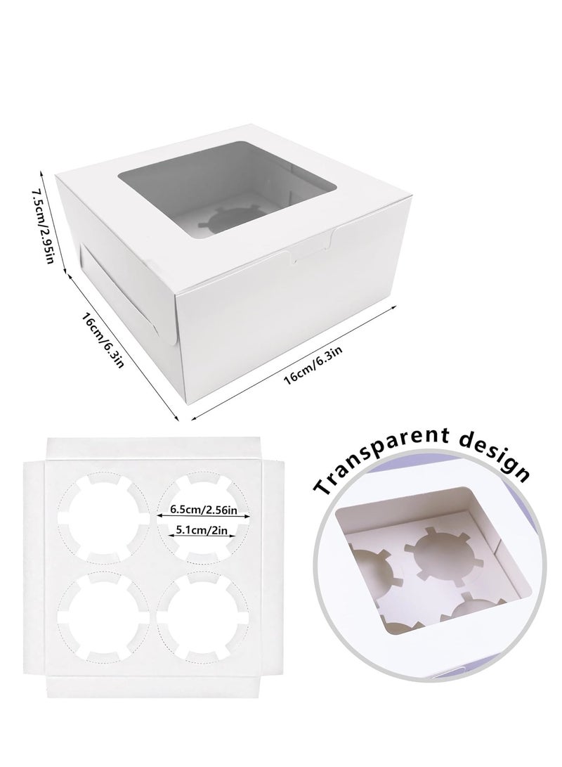 علبة كب كيك ورقية بيضاء، 12 قطعة، 4 تجاويف، مع نافذة صغيرة شفافة - Image 2