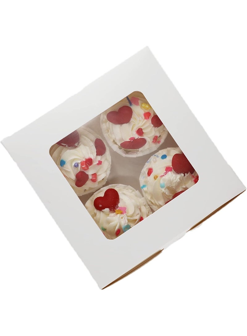 علبة كب كيك ورقية بيضاء، 12 قطعة، 4 تجاويف، مع نافذة صغيرة شفافة - Image 4