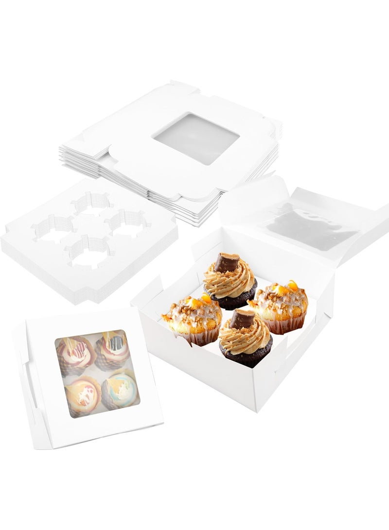 علبة كب كيك ورقية بيضاء، 12 قطعة، 4 تجاويف، مع نافذة صغيرة شفافة - Image 5