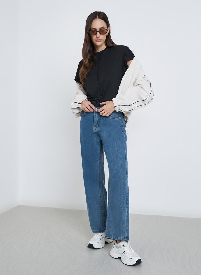 ستايلي بنطال جينز بقصة أرجل واسعة - Image 1
