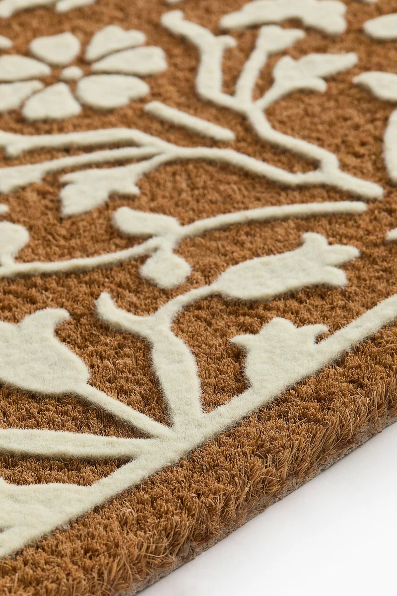 اتش اند ام سجادة باب من ألياف جوز الهند بطبعة مخملية