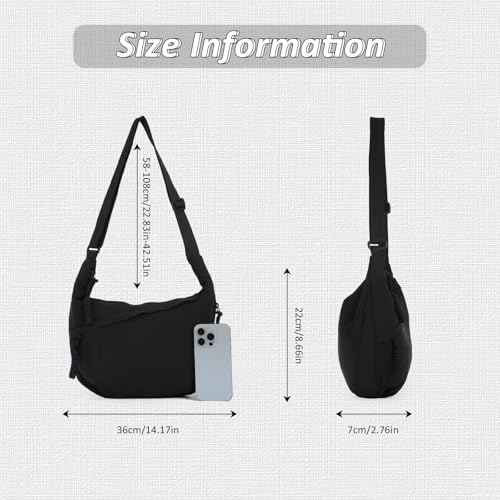 Fecialy Crescent Bag for Women & Men - Hobo Nylon Crossbody Multi-Pocket Sling Moon Slouchy Dumpling Bag - Image 3