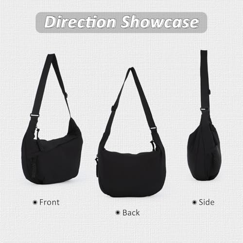 Fecialy Crescent Bag for Women & Men - Hobo Nylon Crossbody Multi-Pocket Sling Moon Slouchy Dumpling Bag - Image 4