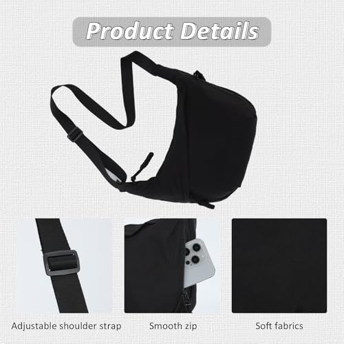 Fecialy Crescent Bag for Women & Men - Hobo Nylon Crossbody Multi-Pocket Sling Moon Slouchy Dumpling Bag - Image 5