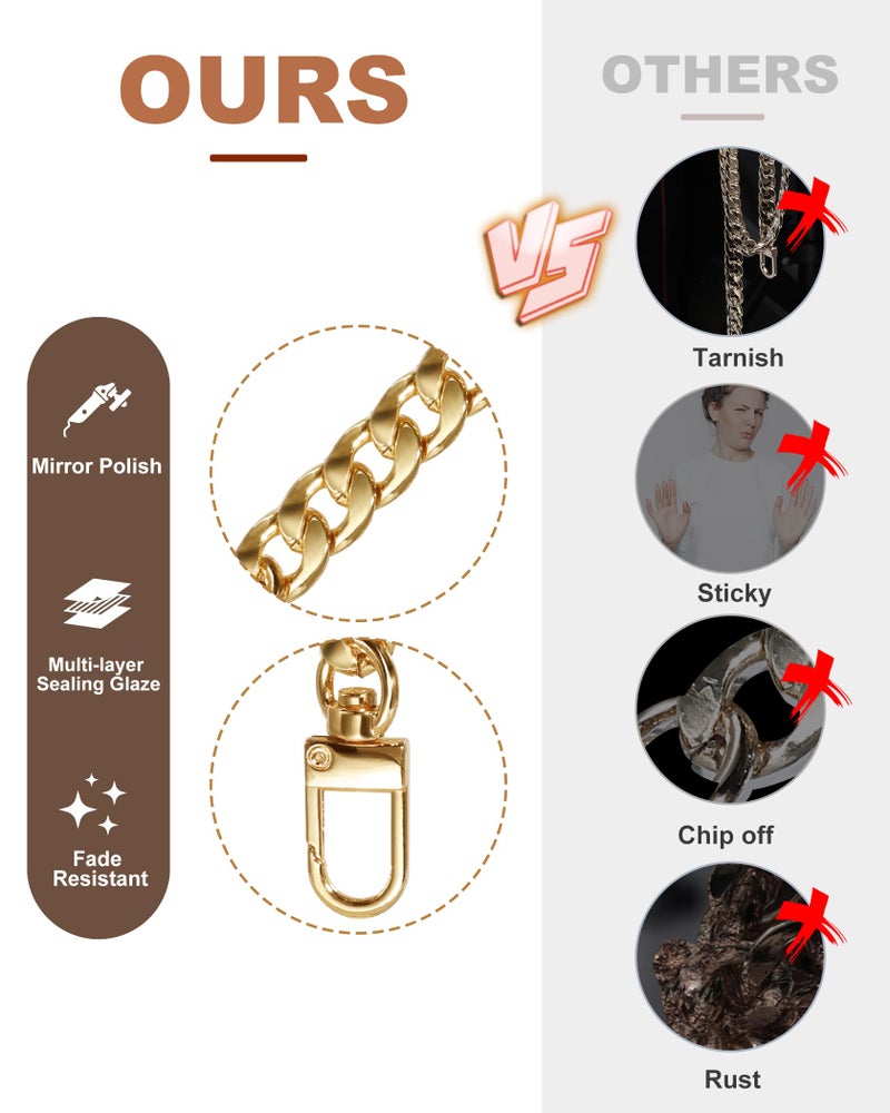 SEAVILIA Handmade DIY 47" Gold Purse Chain Straps Accessories – Replacement Crossbody & Shoulder Straps for Bag Making - Image 4