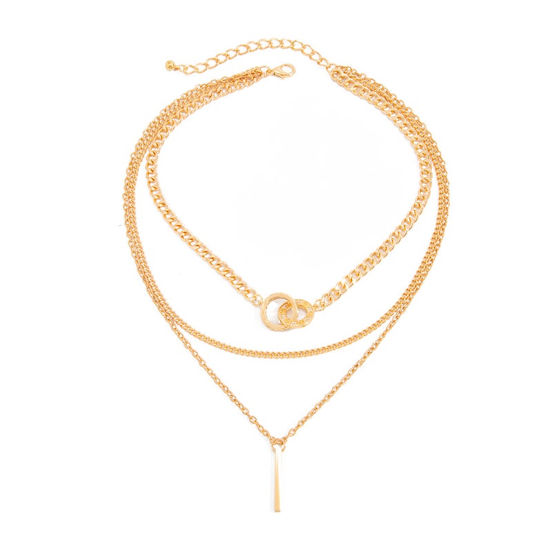 SHIXIN European and American Cross-Border Fashion Jewelry: Diamond-Encrusted Double Circle Necklace, Versatile and Layered - Image 5