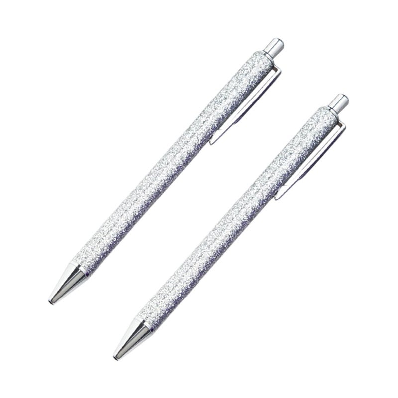 2 Pack Silver Tone Metal Ballpoint Pen 1 0mm Click Pen For Office School Writing Supplies - Image 2