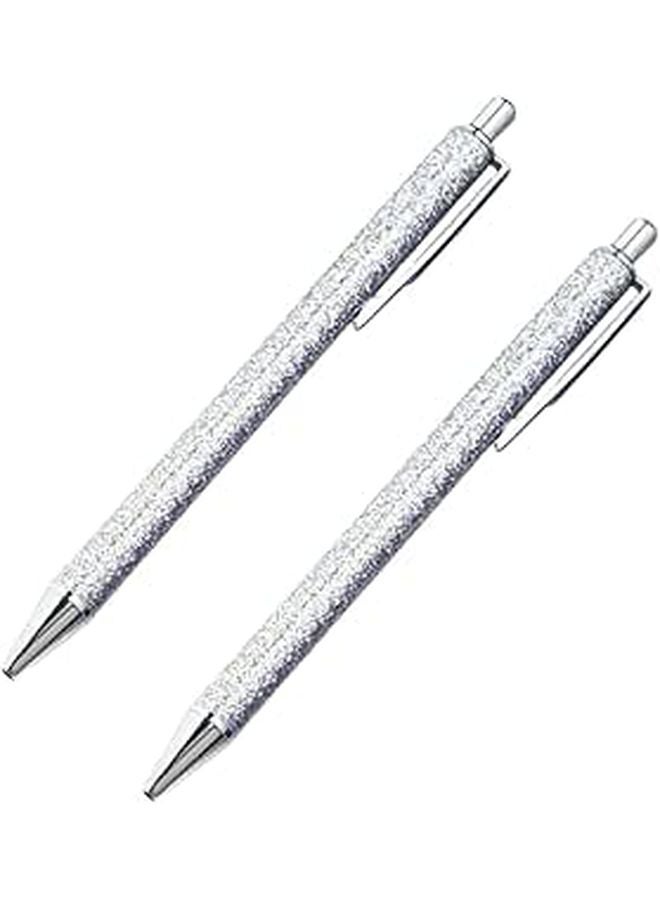 2 Pack Silver Tone Metal Ballpoint Pen 1 0mm Click Pen For Office School Writing Supplies - Image 1