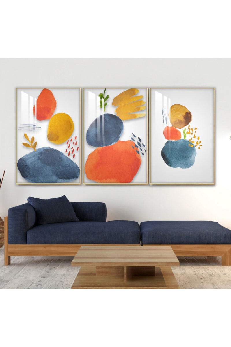 Marktna Three wooden wall painting with a frame and a clear acrylic layer - Image 1