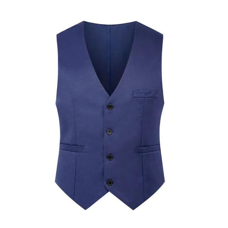 Mens Slim Fit Vest Modern Waistcoat Formal Royal Blue  - Image 3