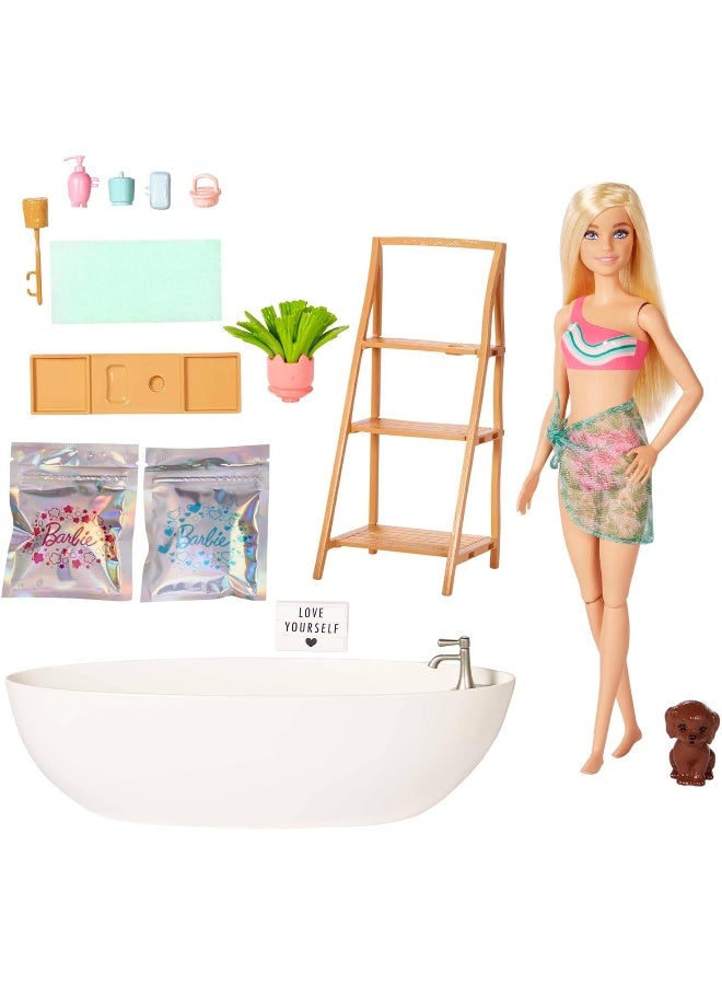 Barbie Doll & Bathtub Playset, Blonde, Confetti Soap & Accessories - Image 3