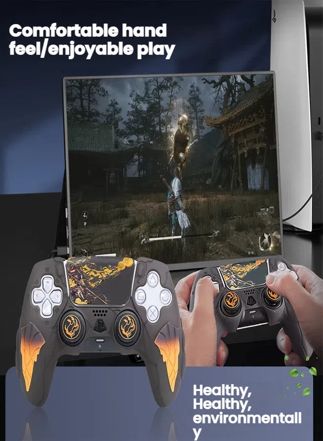 general Silicone Controller Protective Case for PS5 Yellow Black Gradient Black Myth Wukong Theme Cool Design - Image 4