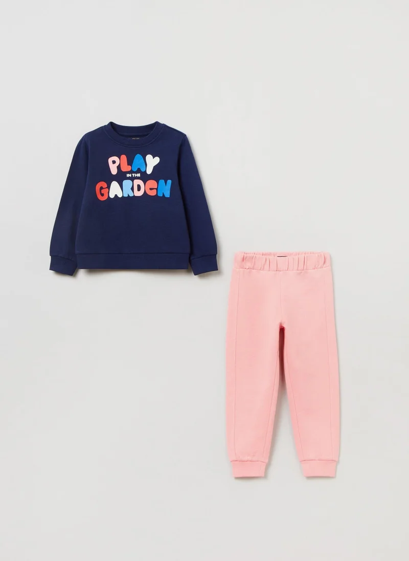 او في اس OVS Girls Slogan Sweat & Jogger Set
