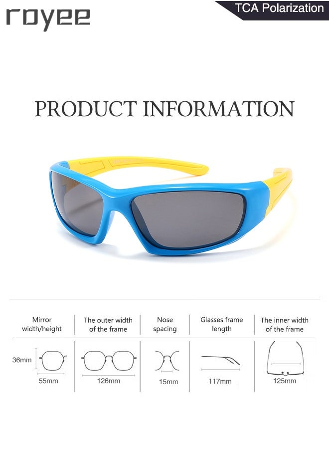 Royee - Polarized Sunglasses for Kids, UV400 Protection Cute Beach Holiday Sun Glasses with Lightweight Flexible TPEE Frame for Boys Girls and Children Age 3-12,Sky Blue Frame - Image 1