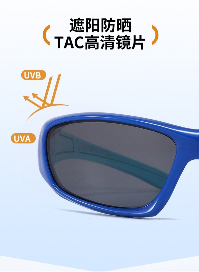 Royee - Polarized Sunglasses for Kids, UV400 Protection Cute Beach Holiday Sun Glasses with Lightweight Flexible TPEE Frame for Boys Girls and Children Age 3-12,Sky Blue Frame - Image 1