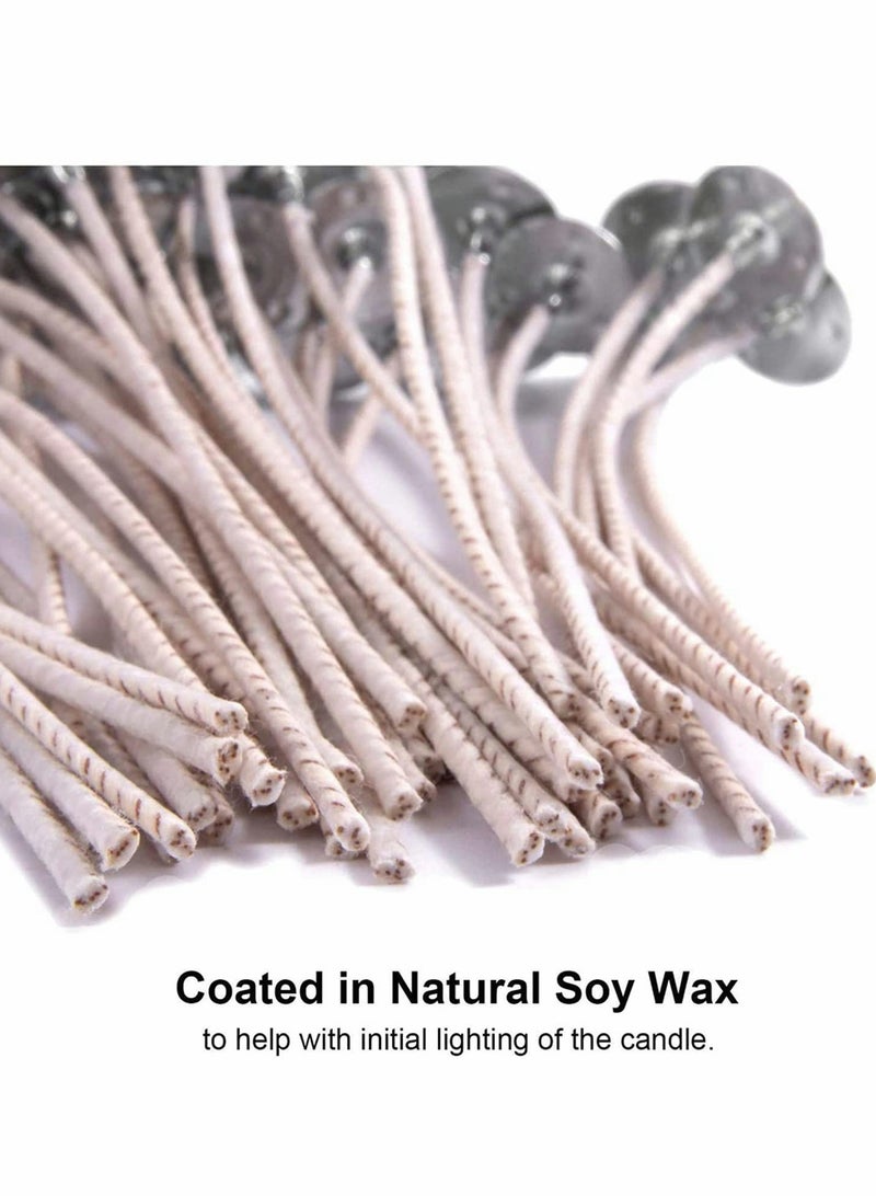 كاست ويف Candle Making Kit, 20cm and 9cm Long 100 Pcs Organic Soy Pre Waxed Cotton Candle Wick with 1Pc Stainless Wick Holder Sustainer for Candle Making - Image 2