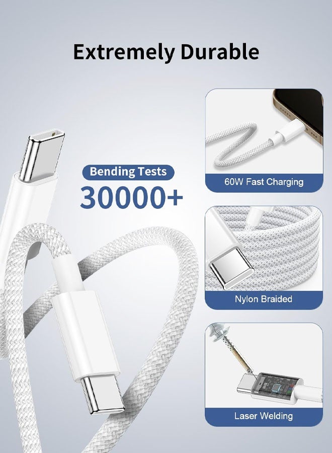 2M USB C Cable, iPhone 17 16 15 Charger Cable Braided USBC to USBC cable 2M Fast Charging cable Type C to Type C Lead USB C Wire for iPhone 17Air/16e/16/16 Pro Max/16 Plus/15/15 Pro Max, iPad pro/Air - Image 3