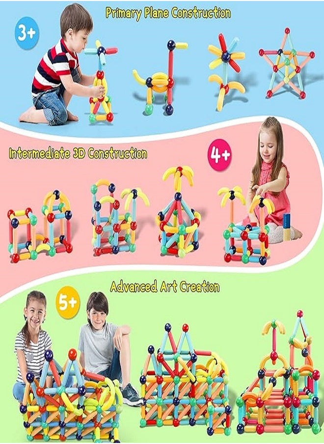 Magnetic 64 Pcs Magnetic Building Blocks, Montessori Magnet Toys for Toddlers, STEM Learning Toys for Boys and Girls, Creativity Kids Games, ABS Material, Non-Toxic, Ages 3+  - Image 2