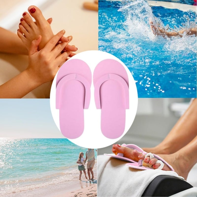 Khakho Khakho Pedicure Slippers Disposable Flip Flops for Pedicures 12 Pair Pink Pedicure Flip Flops for Women Salon Spa Beach Party Guests - Image 5