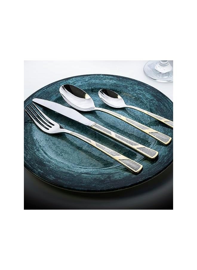 Cuisine Art 24 Piece Silverware Flatware Cutlery Set with Revolving Round Stand, Stainless Steel Includes 6 Knife, Fork, Spoon and Tea Spoon, Dinner Mirror Polished, Dishwasher Safe  - Image 4