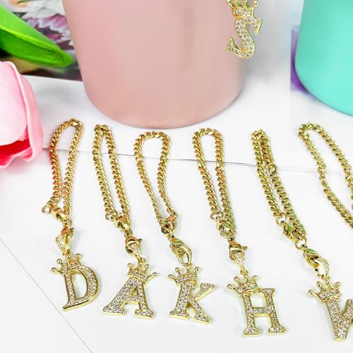 LUHOHI Letter Charm for Stanley Cup- Crown Letter Accessories for Stanley Handle 40 Oz Tumblers Gold Initial Keychain Water Bottle Cup with Diamond Glitter Jewelry Personalized Decorations A - Image 4