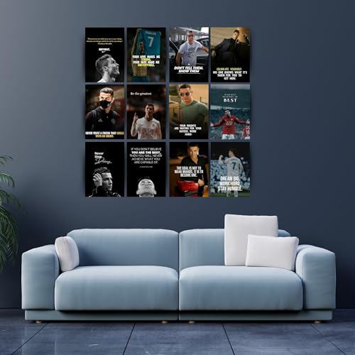 Posters Inc Cristiano Ronaldo Wall Posters for Room Decor | Motivational Quotes Poster Set of 12 | Aesthetic Wall Art for Bedroom, Living Room, Office | 8x12 Inch, 300 GSM Matte Paper | Birthday Gift for Men & Boys - Image 3